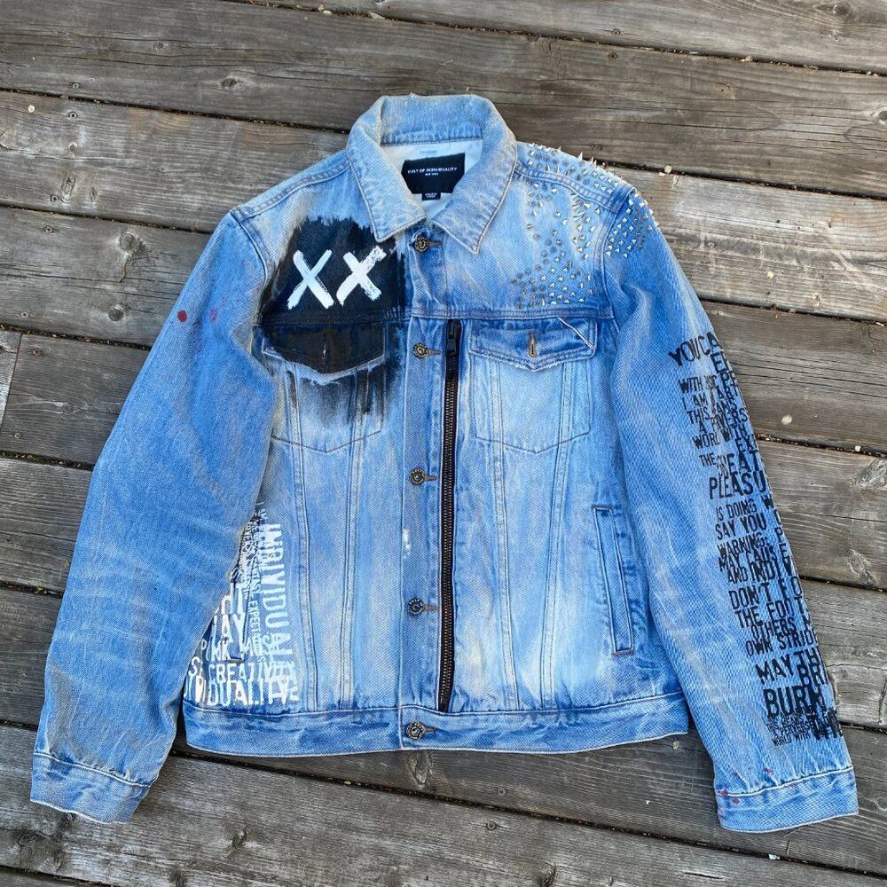 Cult Of Individuality × Vintage RARE Cult of Individuality Studded Denim Jacket 'Naughty Ty Size US L / EU 52-54 / 3 - 5 Thumbnail