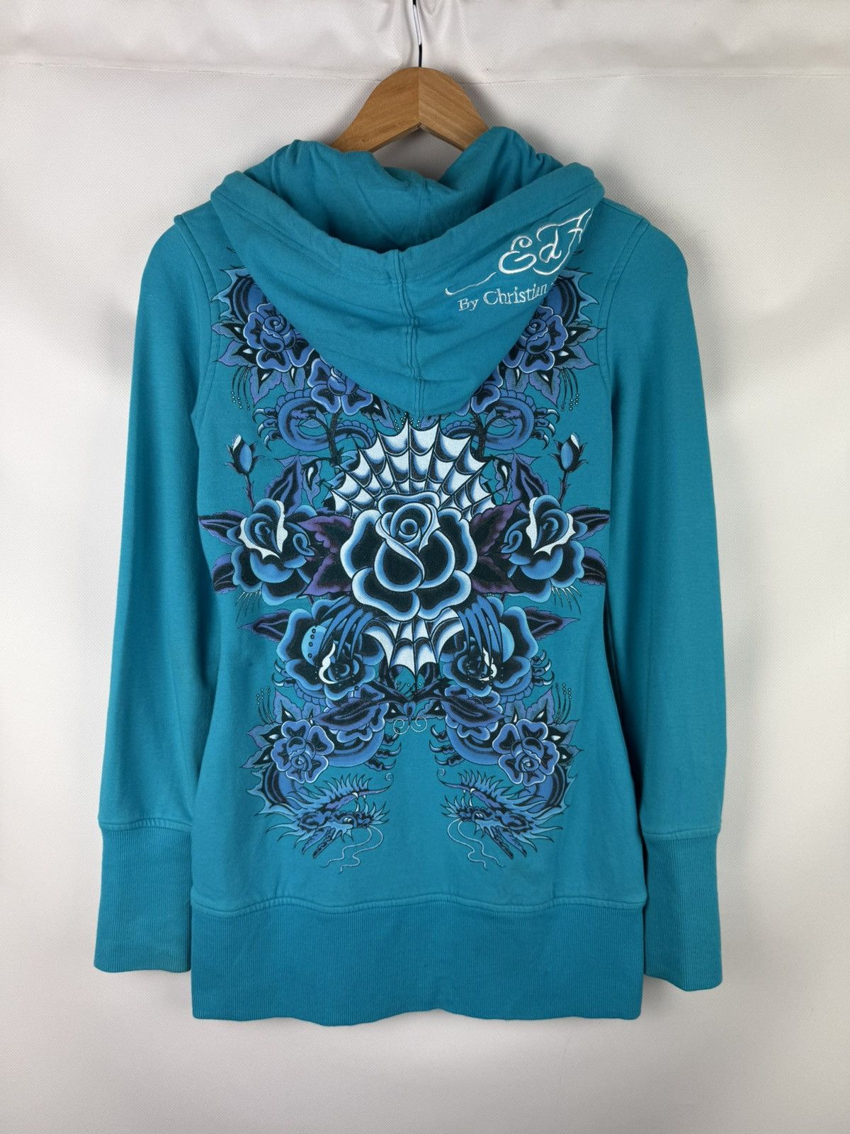 Ed Hardy Ed Hardy By Christian Audigier Y2K Tattoo Overprinted Hoodie Size S / US 4 / IT 40 - 17 Thumbnail