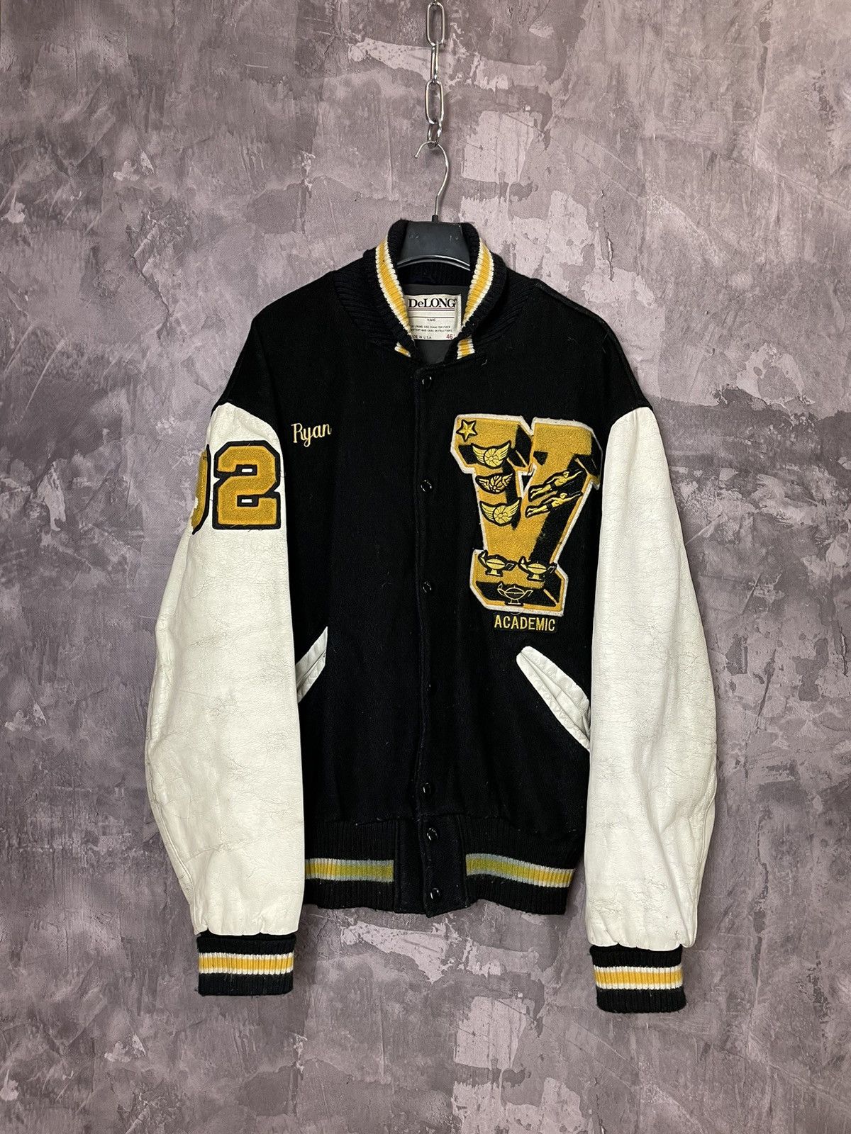 Delong Vintage 90s Delong Varsity Jacket Made in USA Size US L / EU 52-54 / 3 - 1 Thumbnail
