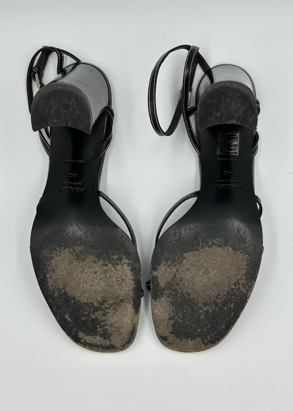 Prada heeled sandals crafted from black leather