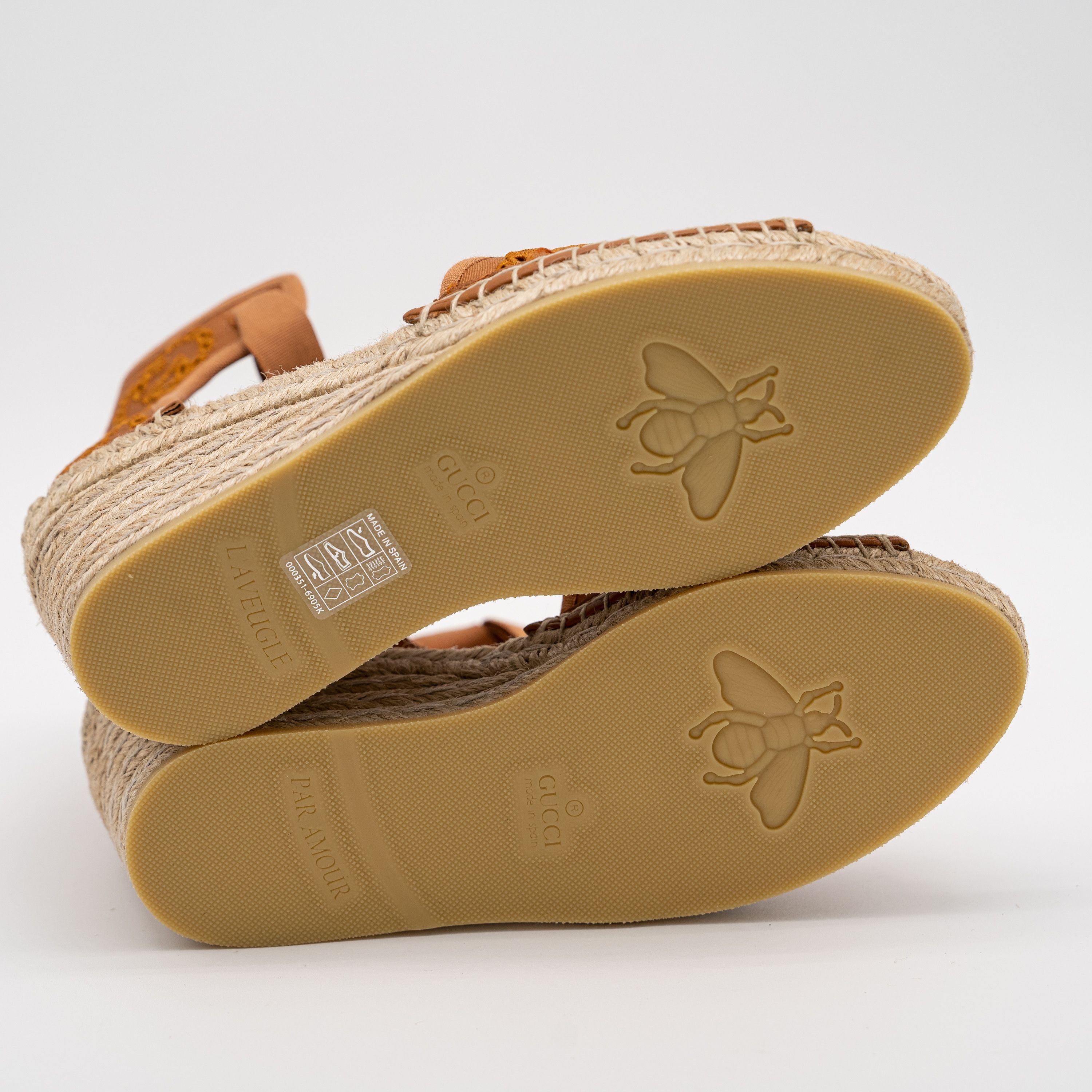 Gucci 38.5eu 8.5 US Gucci Canvas GG Espadrille Wedge Sandals Brown Size US 8.5 / IT 38.5 - 7 Thumbnail