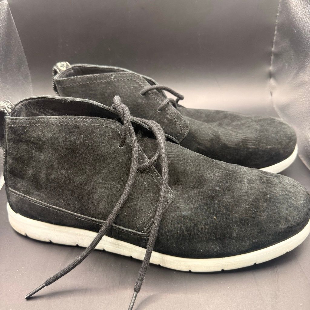 Ugg Men's UGG Black Suede Chukka Boots Size 11 with White Soles Size US 11 / EU 44 - 4 Thumbnail