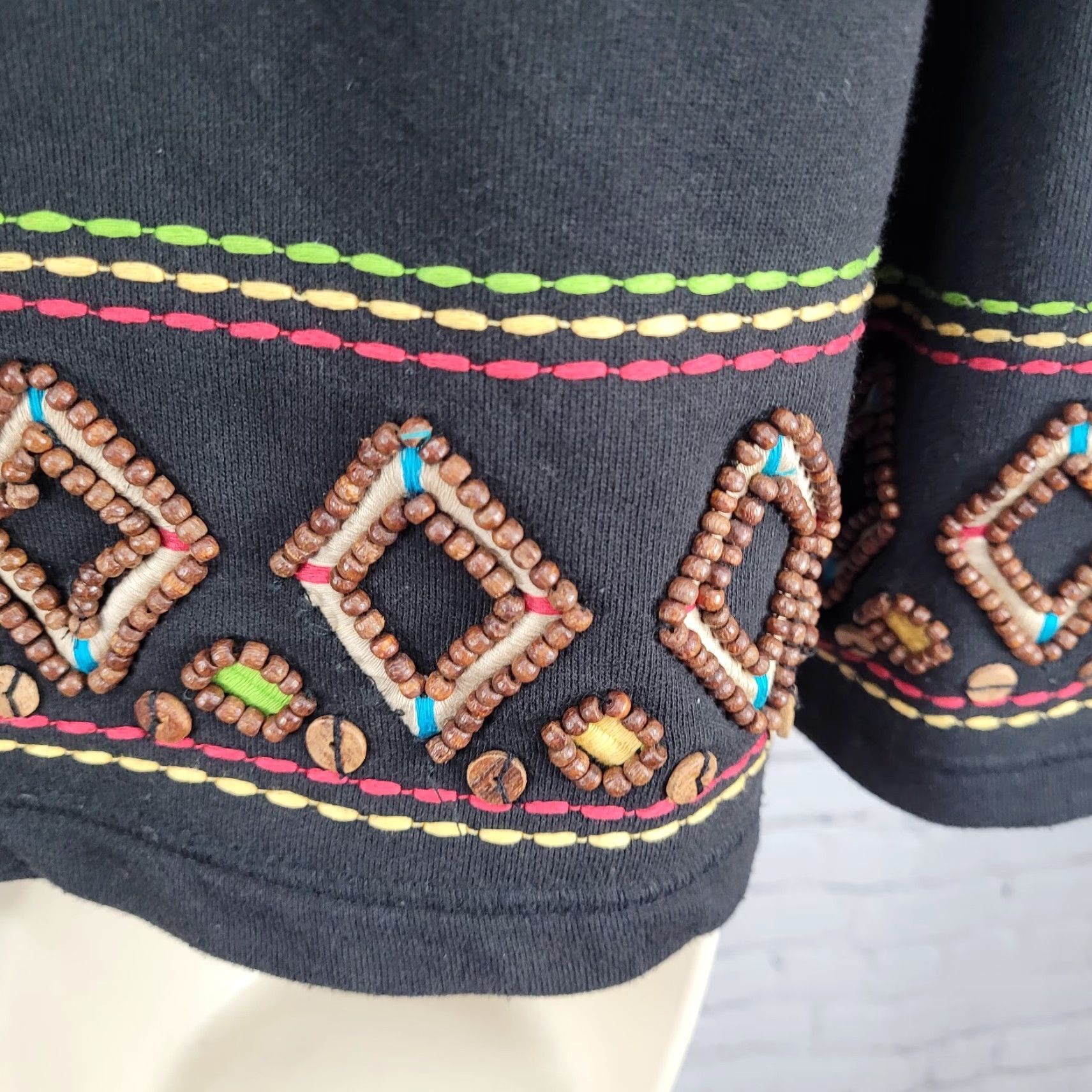 Coldwater Creek Coldwater Creek Jacket Women Medium Black Knit Beaded Embroidered Buttoned Collared Size M / US 6-8 / IT 42-44 - 5 Thumbnail