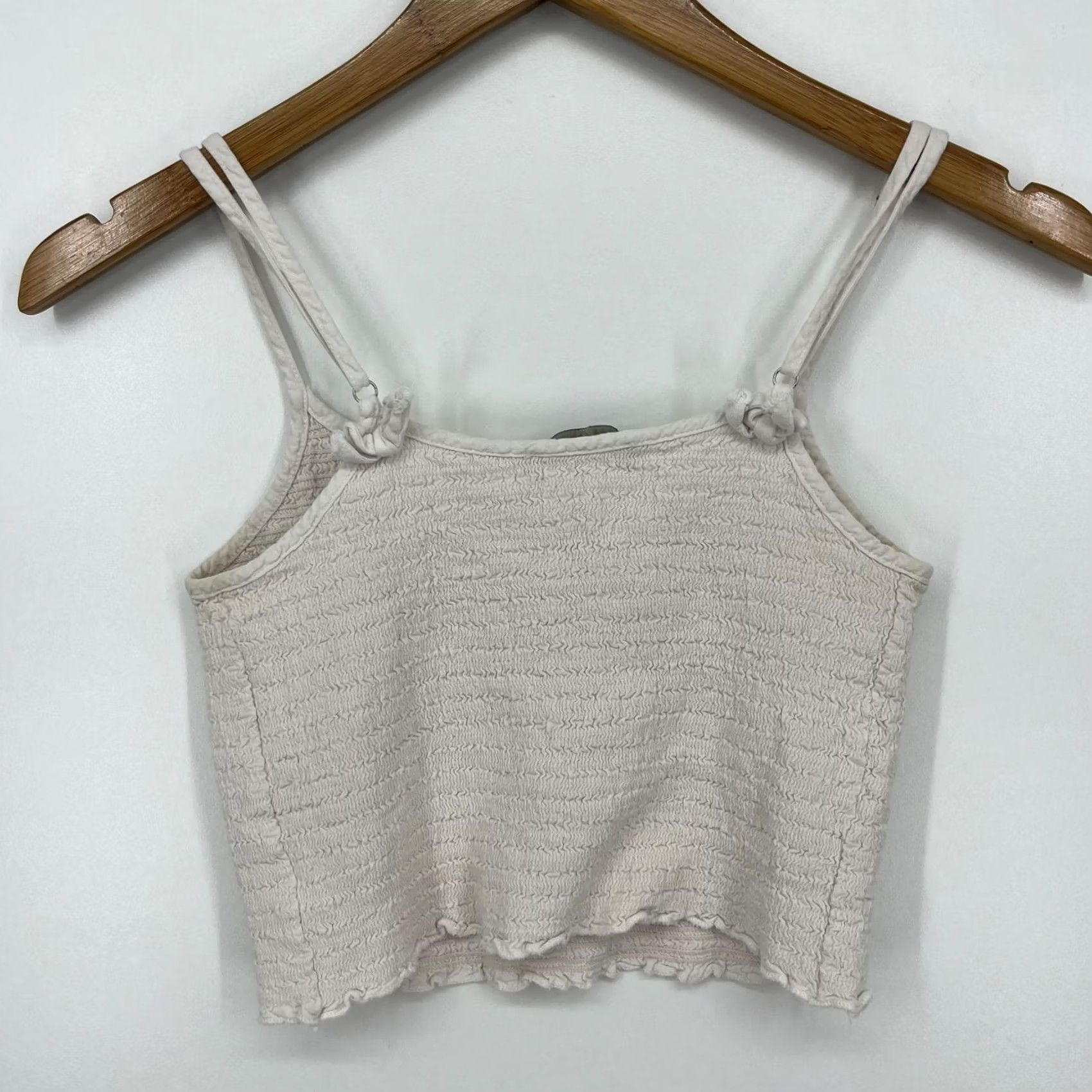 Brandy Melville Brandy Melville Cropped Tank Top Women's One Size White Ruffled Strappy Size ONE SIZE - 5 Thumbnail