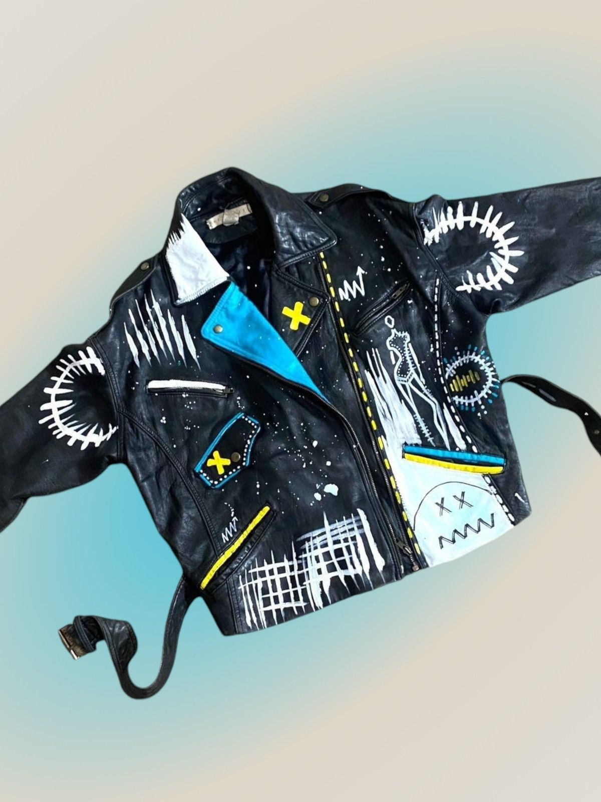Other unisex customize hand painted size medium leather jacket. Size M / US 6-8 / IT 42-44 - 4 Thumbnail