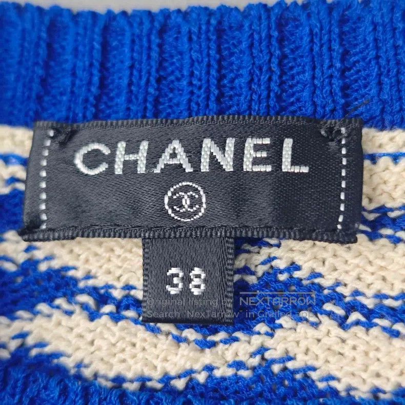 Chanel Chanel Blue and white classic logo cotton knitted dress Size XS / US 0-2 / IT 36-38 - 5 Thumbnail