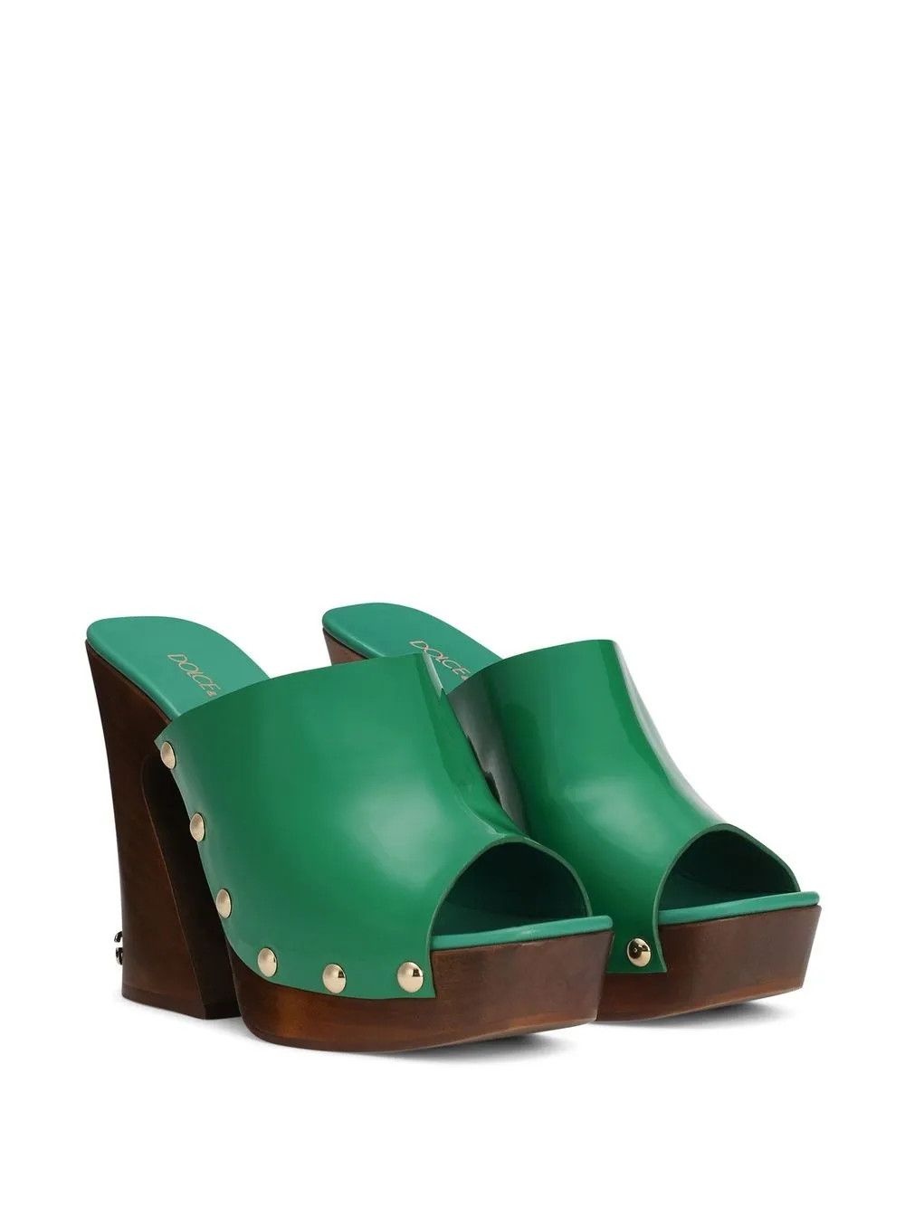Dolce & Gabbana o1y0925 Geometric Heel Mules in Emerald Green Size US 5.5 / IT 35.5 - 2 Thumbnail