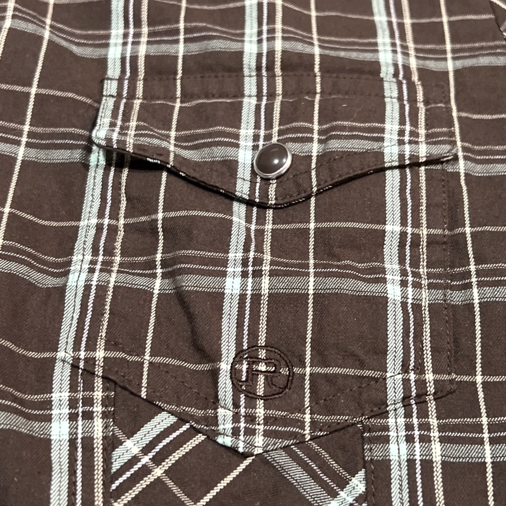 Roper Roper Western Snap Shirt Womens Large Plaid Brown Turquoise Fitted Go West Shirt Woman L Brown Plaid Slim Cotton Size L / US 10 / IT 46 - 4 Thumbnail