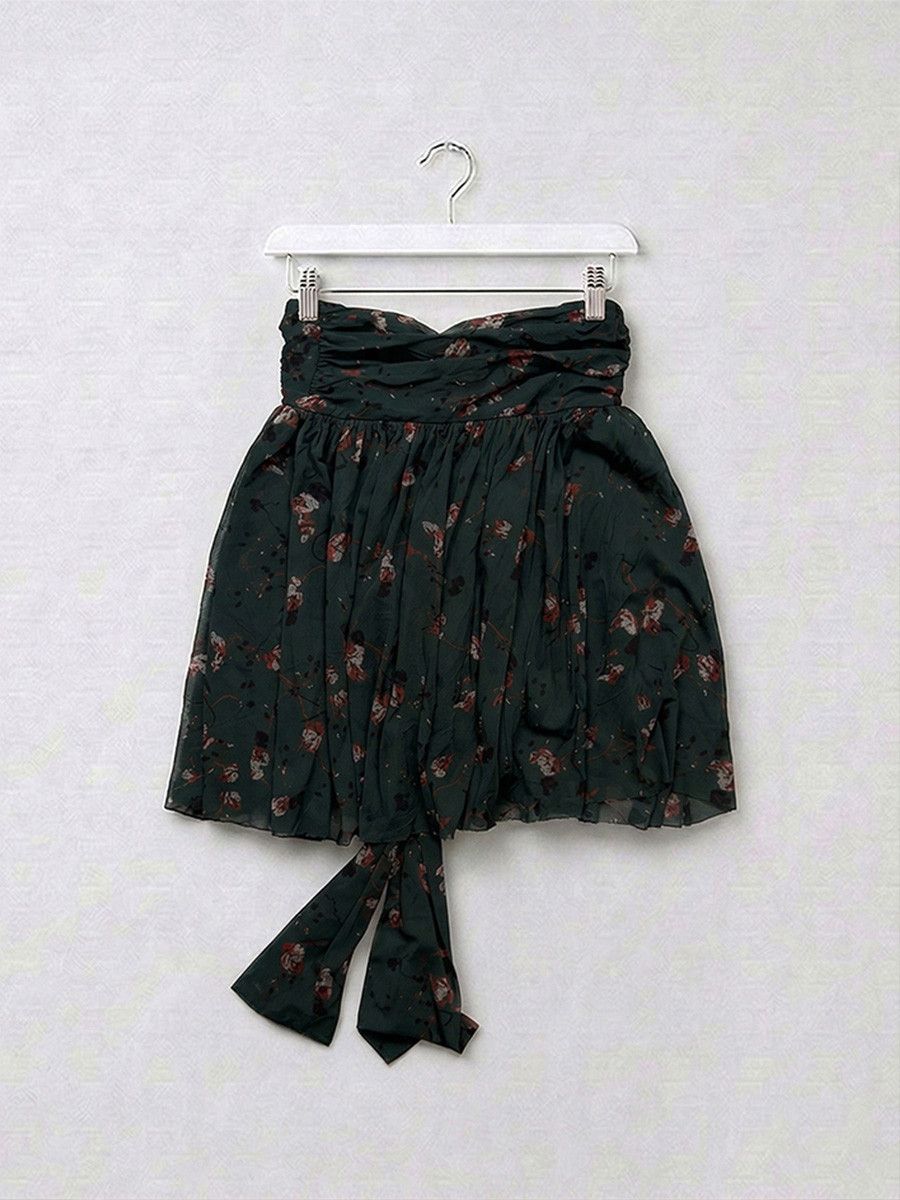 Ganni Ganni dark green floral print mini skirt in size M Size 29" - 1 Thumbnail