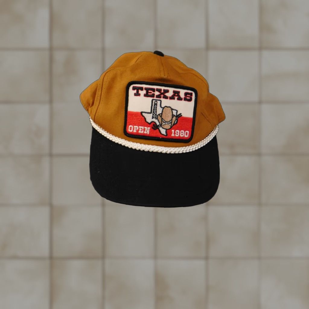 American Needle American Needle Baseball Hat Mens Adjustable Brown Black Texas Open 1980 Patch V Size ONE SIZE - 1 Thumbnail