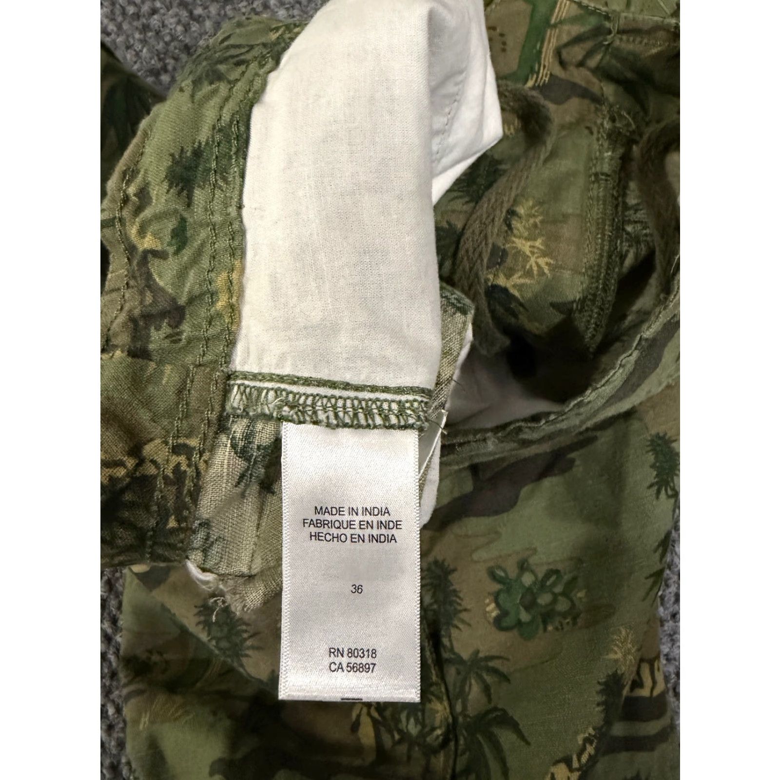 Lucky Brand Lucky Brand Shorts Mens 36 Green Camo Desert Western Cowboy Cactus linen Size US 36 / EU 52 - 6 Thumbnail
