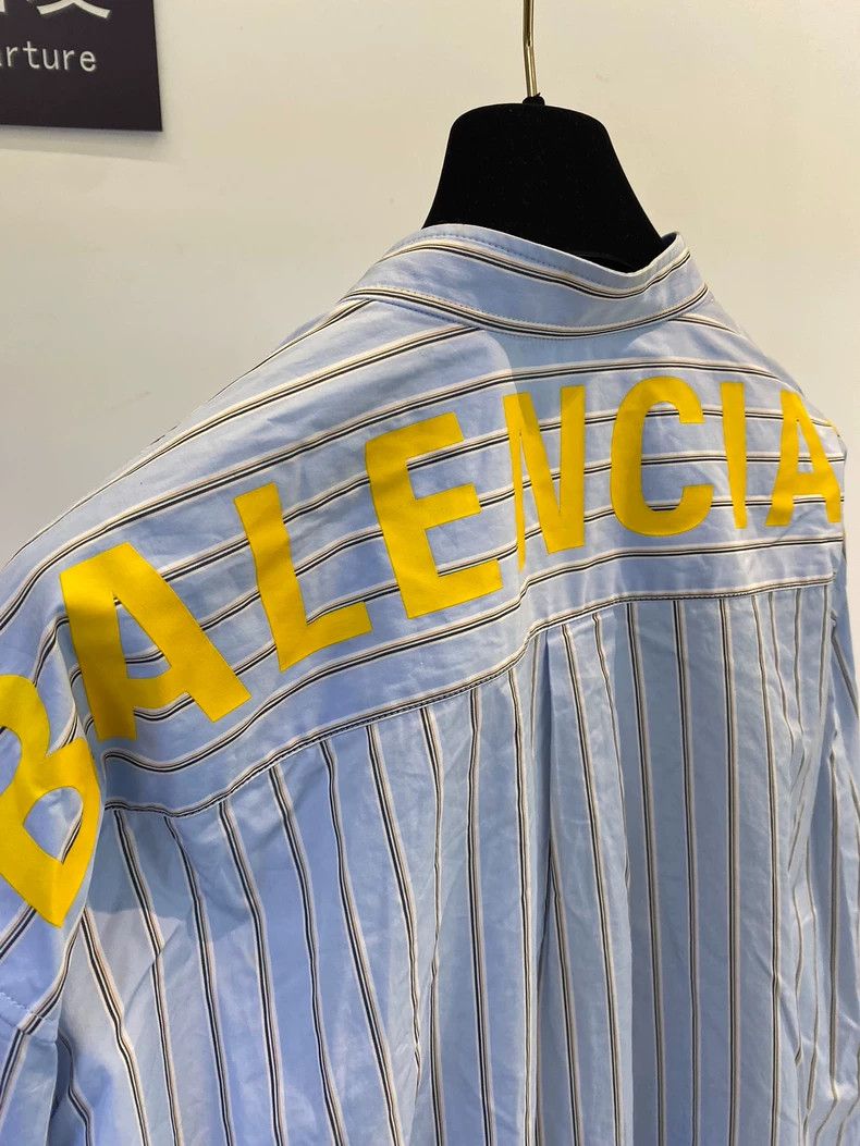 Balenciaga Balenciaga size 34 Blue plaid back letter logo shirt 2504- Size US S / EU 44-46 / 1 - 5 Thumbnail