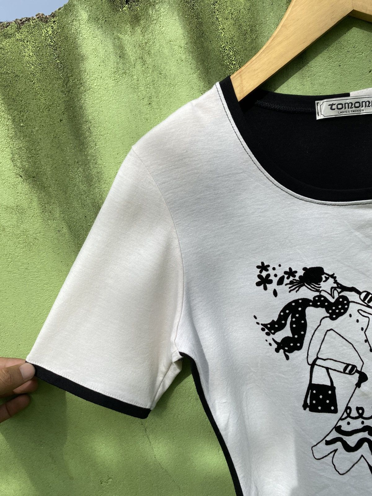 Japanese Brand Tomomi Ladies Fashion Split Two-Tone Monochrome Illustration Size M / US 6-8 / IT 42-44 - 3 Thumbnail