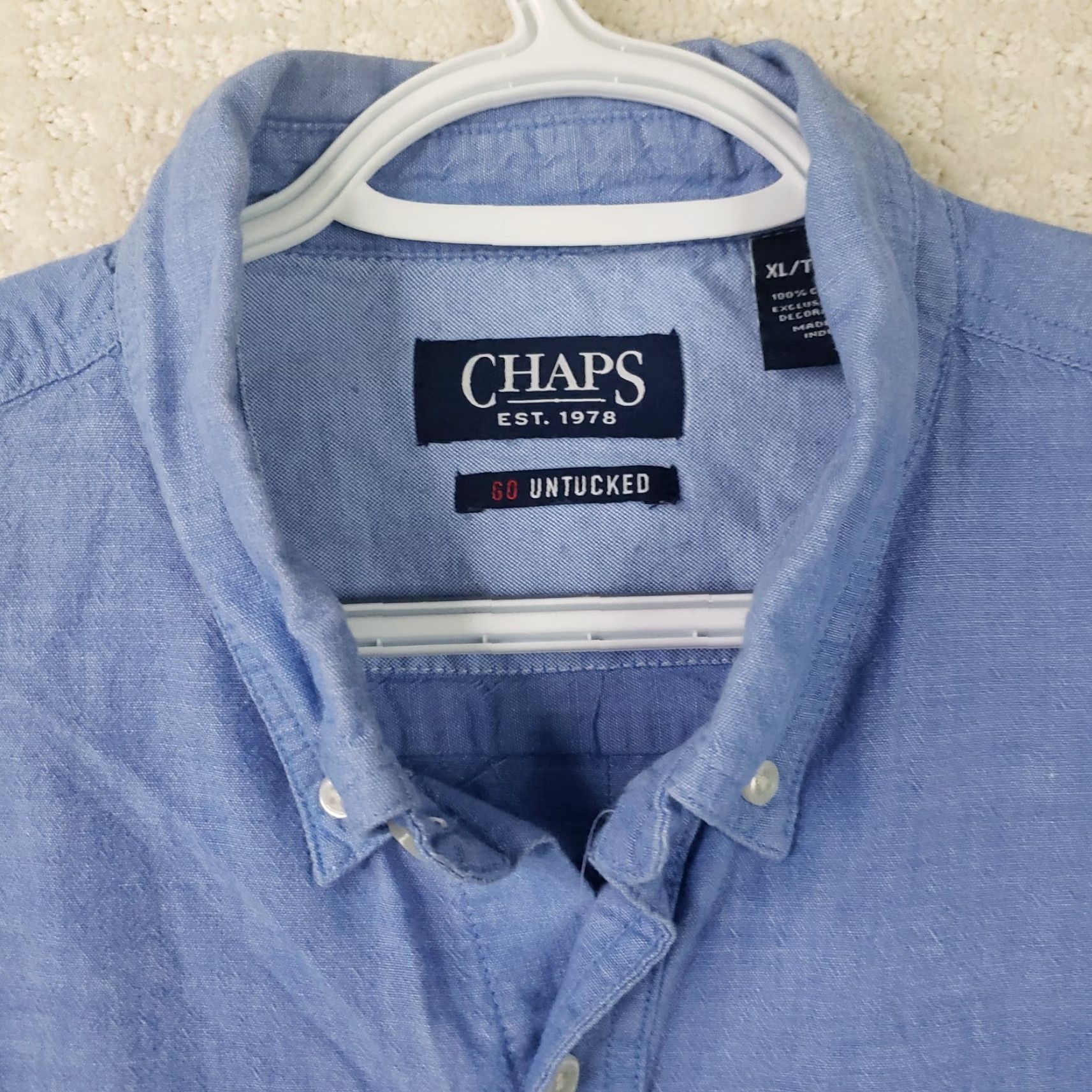 Chaps CHAPS Button-Down Shirt XL Blue Easy Care Long Sleeve Shirt with Pockets Size US XL / EU 56 / 4 - 5 Thumbnail