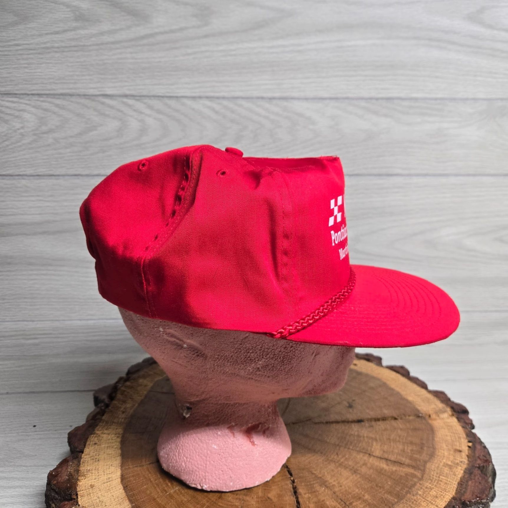 Vintage VINTAGE Hat Unbranded Snapback Adults One Size Red 90s Martinsville Virginia VA Nelson Pontiac Buick GMC Dealership Schema Casual Baseball Cap Size ONE SIZE - 2 Thumbnail