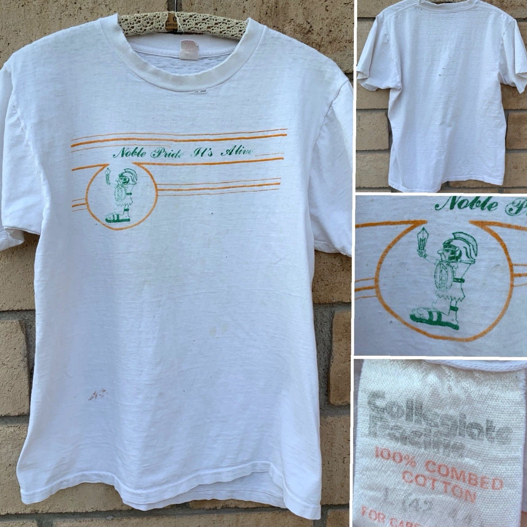 Thrasher Vintage Notre Dame Its Alive T Shirt Collegiate Pacific White Cotton T-Shirt Mens L Graphic Print Distressed Holes 1970s 1980s Size US L / EU 52-54 / 3 - 2 Thumbnail
