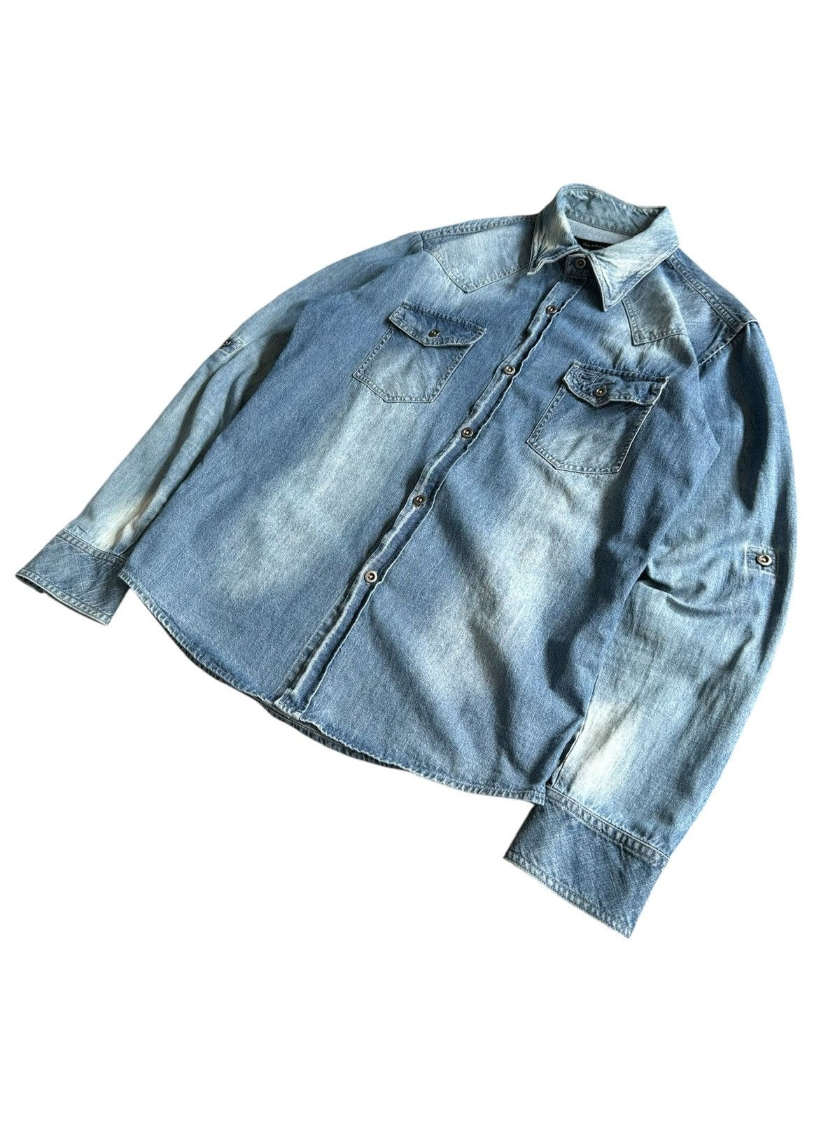 Schlussel 00's Schlussel j-rock stonewash denim shirt Size US M / EU 48-50 / 2 - 3 Thumbnail