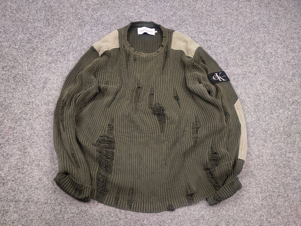 Calvin Klein 205W39NYC Calvin Klein Raf Simons Distressed Military Ribbed Sweater Size US L / EU 52-54 / 3 - 2 Thumbnail