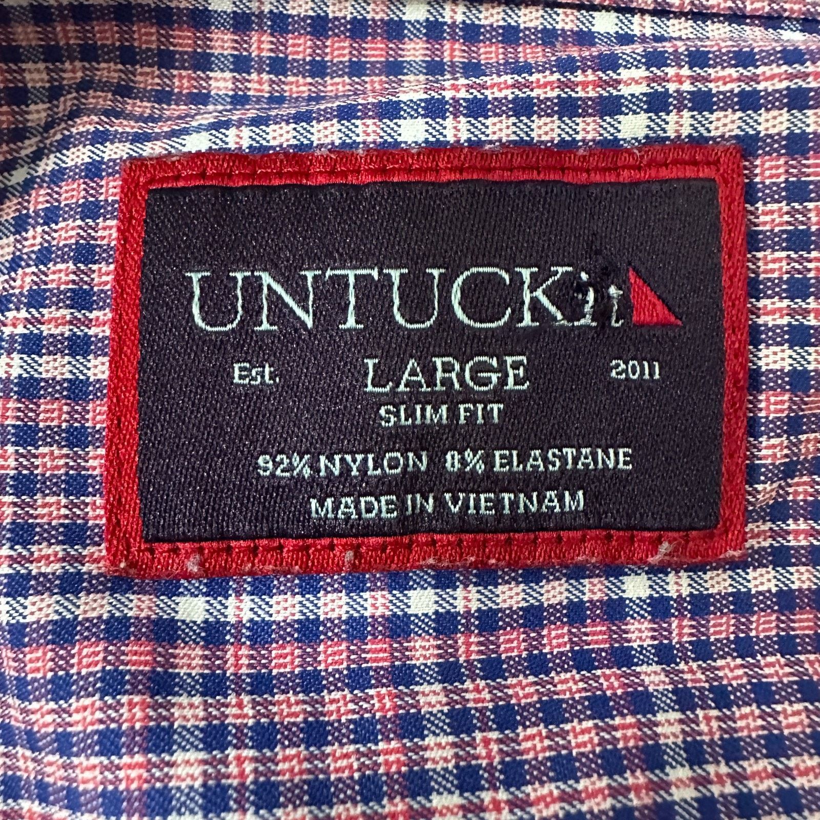 UNTUCKit Untuckit Shirt Men’s Large Red White Blue Check Long Sleeve Size US L / EU 52-54 / 3 - 6 Thumbnail