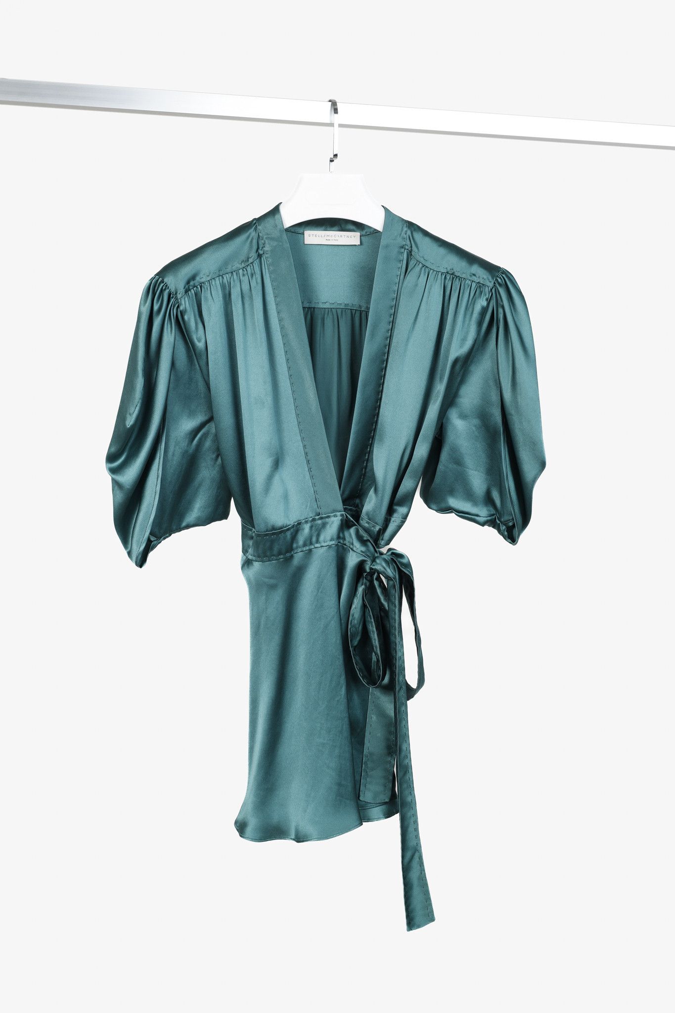 Stella McCartney Stella McCartney Teal Silk Wrap-Around Blouse Size M / US 6-8 / IT 42-44 - 1 Thumbnail