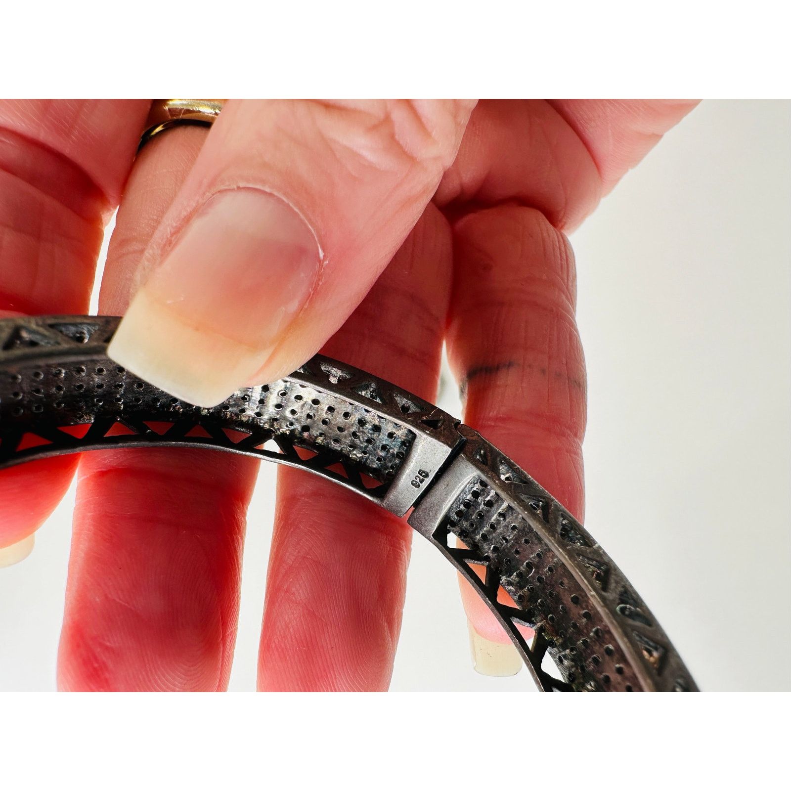 Other Gunmetal Rhinestone Bangle & Square Bracelets Matching Ring Size ONE SIZE - 5 Thumbnail