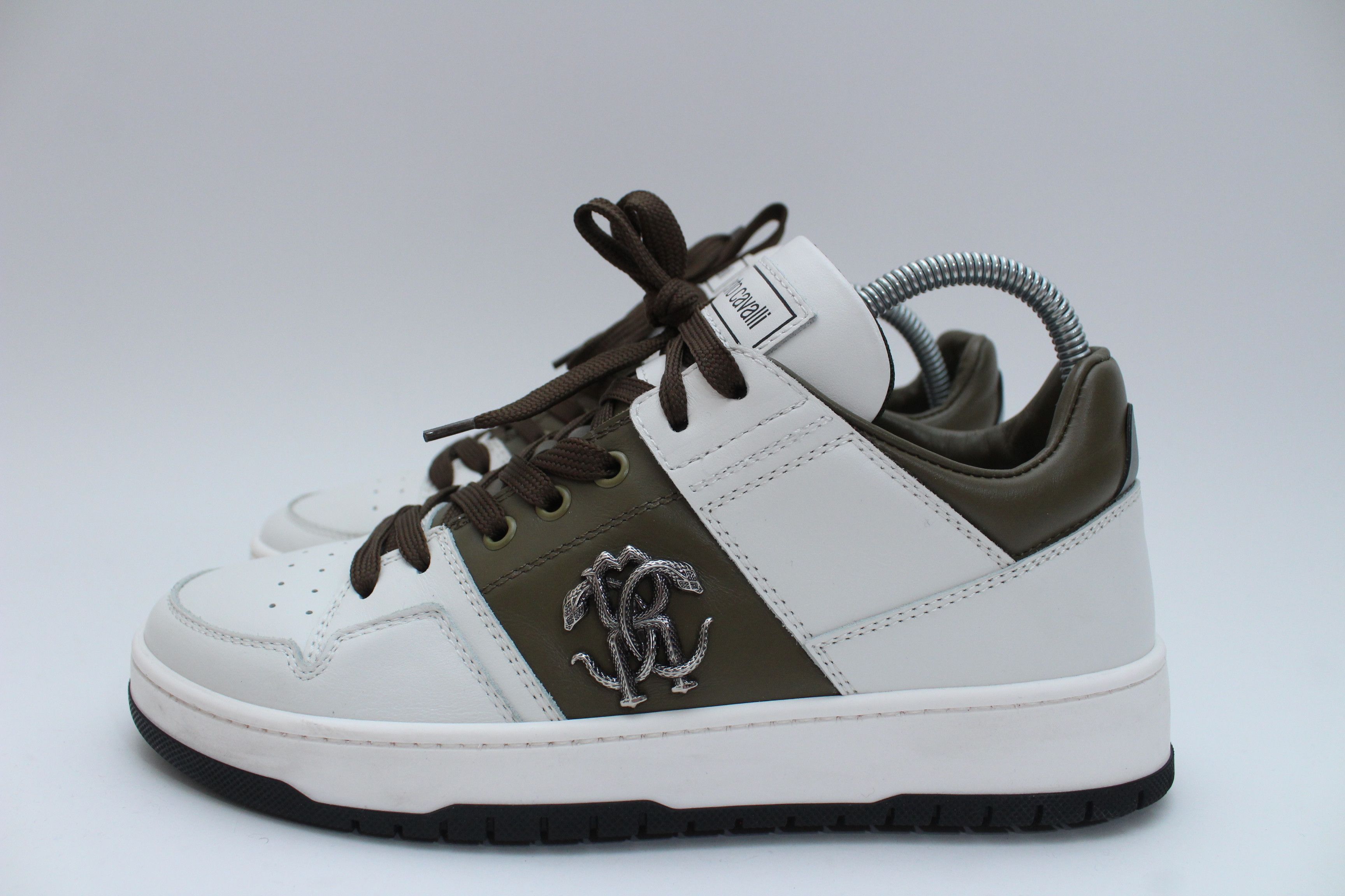 Roberto Cavalli Roberto Cavalli RC Monogram Leather Sneakers White Brown 41 Size US 8 / EU 41 - 3 Thumbnail
