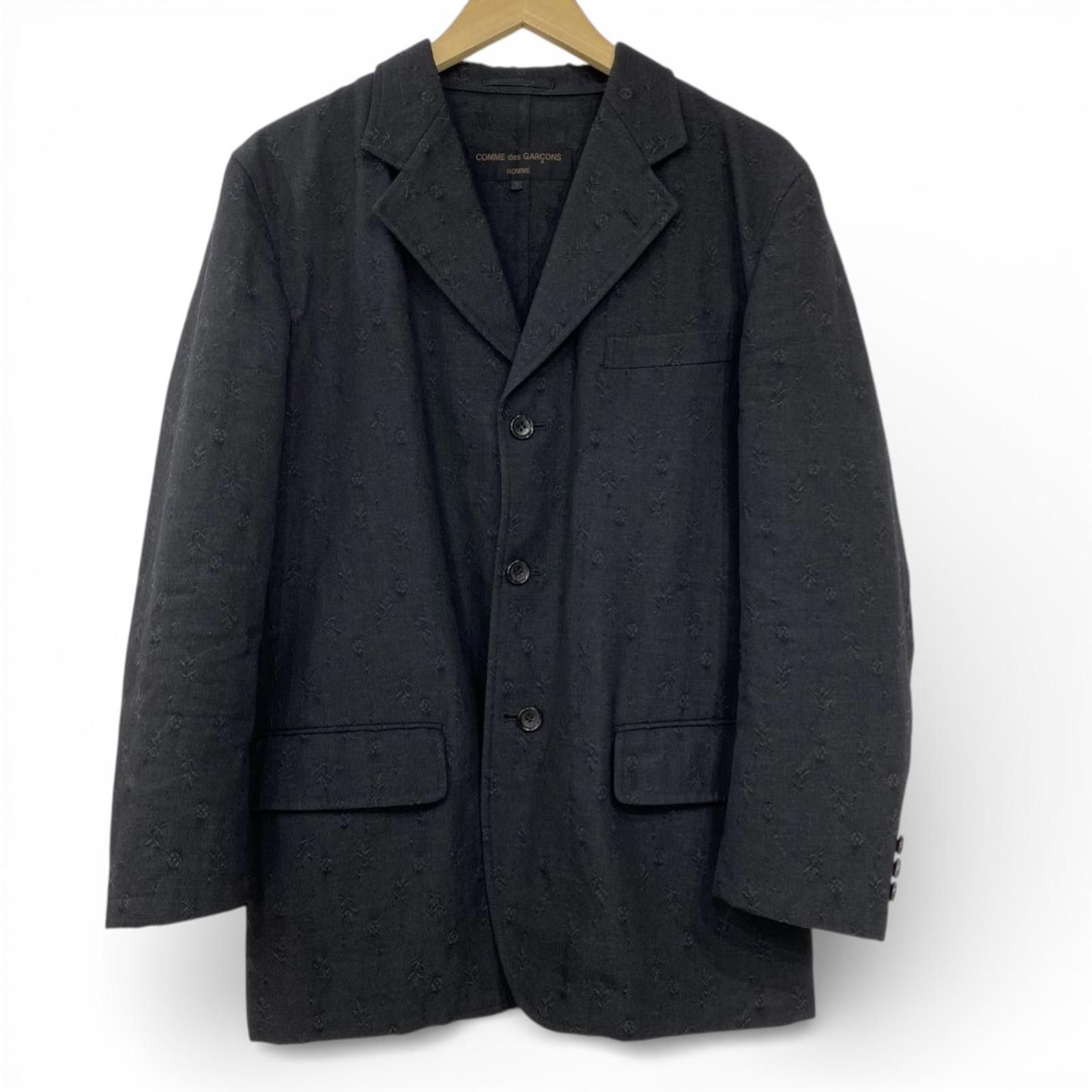 Comme des Garcons Comme des Garçons - Black Embroidered Blazer Jacket Size 38R - 1 Thumbnail