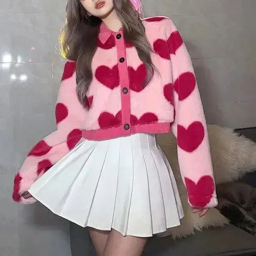 Japanese Brand Y2K Harajuku Heart Jackets Heart-shaped Print Size ONE SIZE - 5 Thumbnail