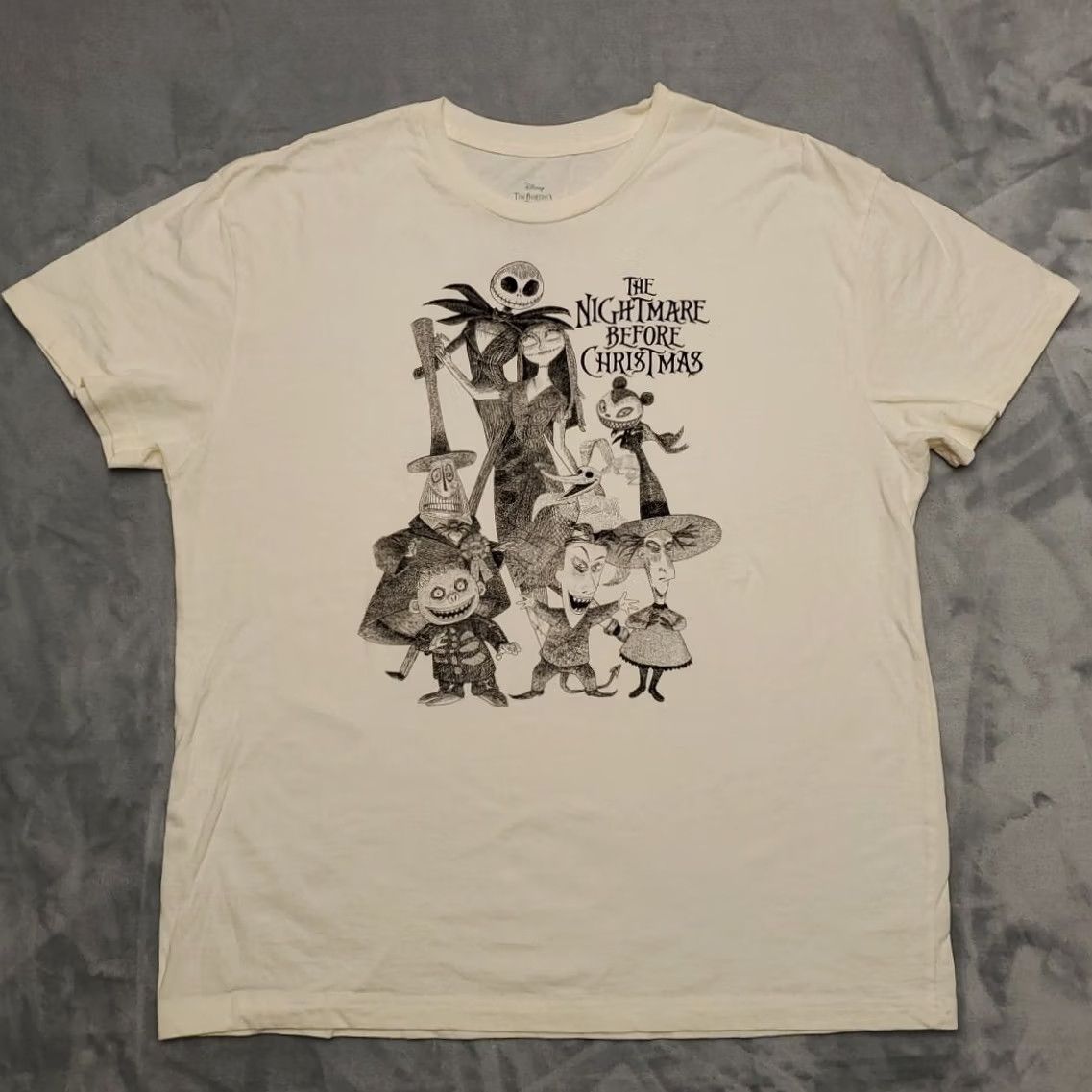 Disney Nightmare Before Christmas Shirt M Cream Disney AOP Double Side Print Crewneck Mens Shirt Size US M / EU 48-50 / 2 - 2 Thumbnail