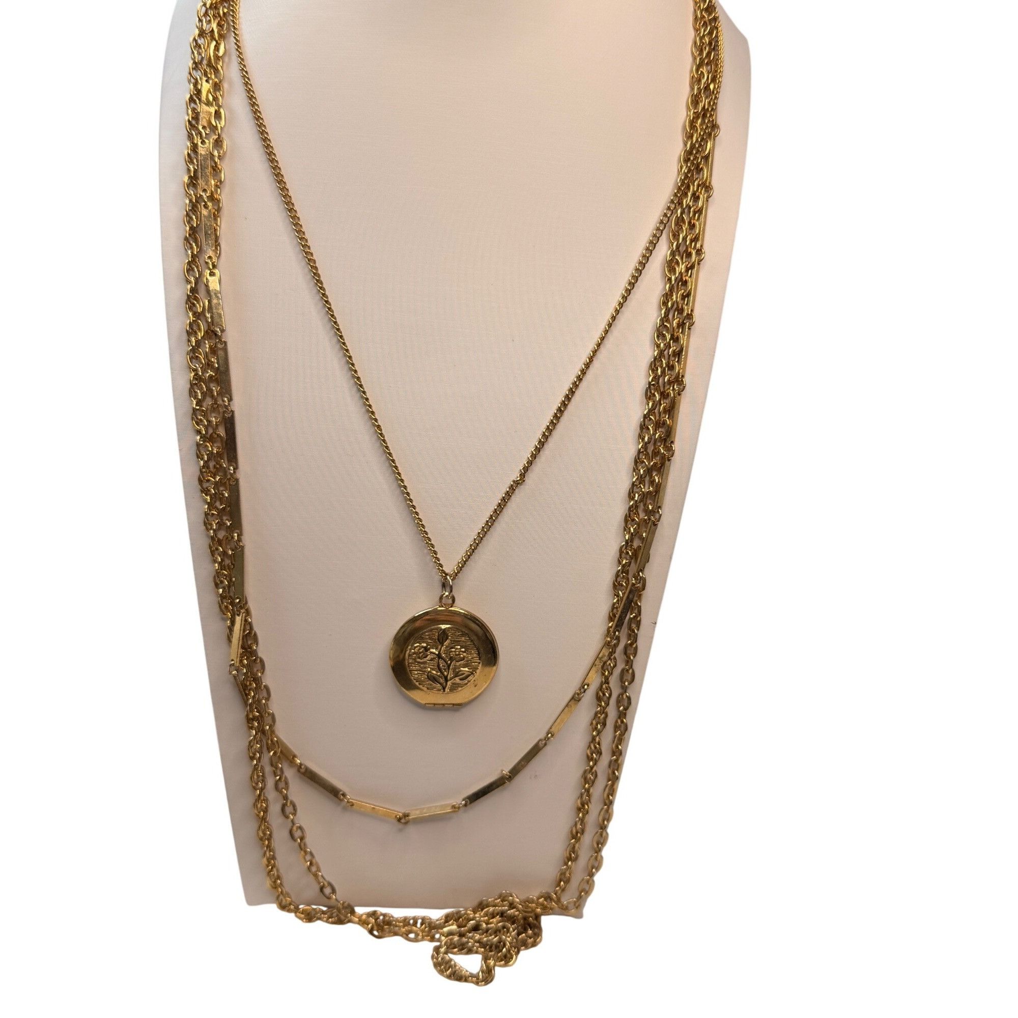 Other Locket pendant 4 tier necklace Gold Plated Multi-Layer Neckl Size ONE SIZE - 5 Thumbnail