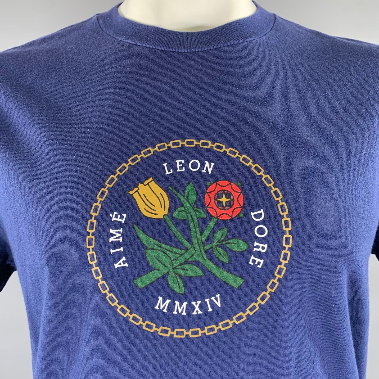Aime Leon Dore AIME LEON DORE Size L Navy Logo Cotton Crew-Neck T-shirt Size US L / EU 52-54 / 3 - 2 Thumbnail