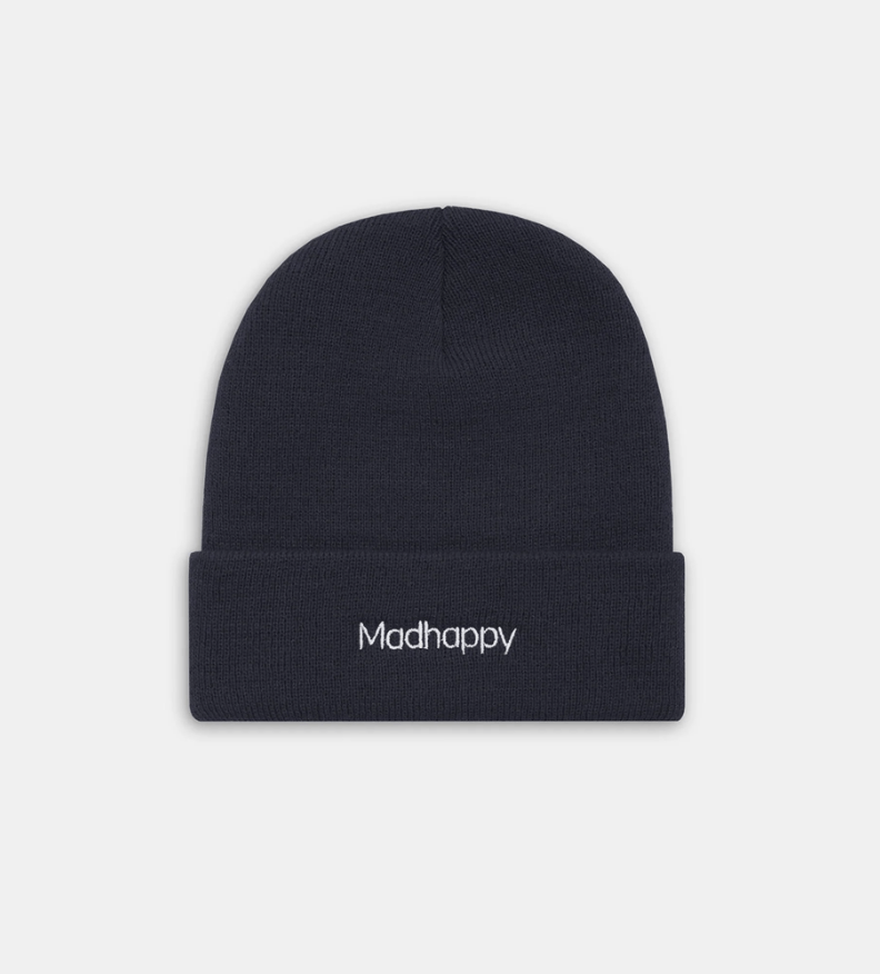 Madhappy Madhappy Classics Knitted Beanie in Navy Blue Size ONE SIZE - 1 Thumbnail