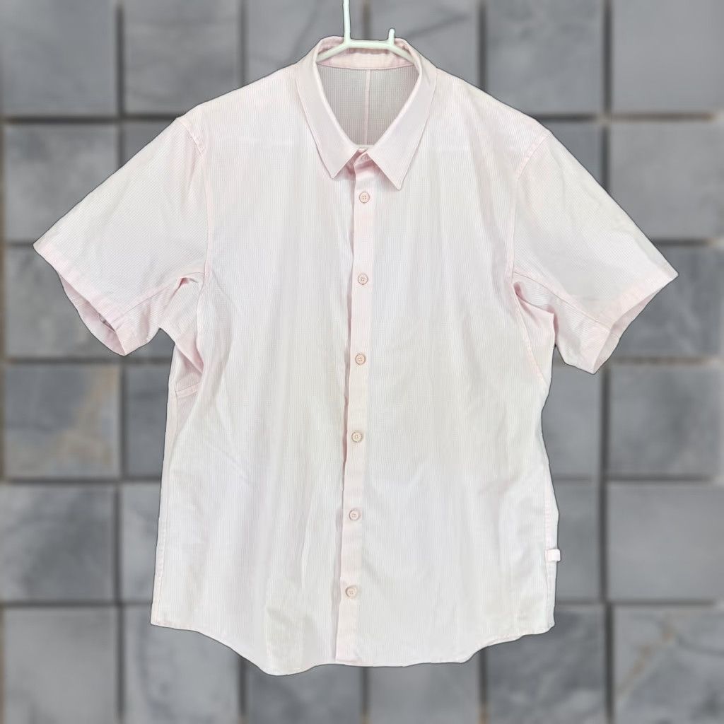 Lululemon Lululemon Mens Pink Micro Check Short Sleeve Button Down Shirt XL Size US XL / EU 56 / 4 - 1 Thumbnail