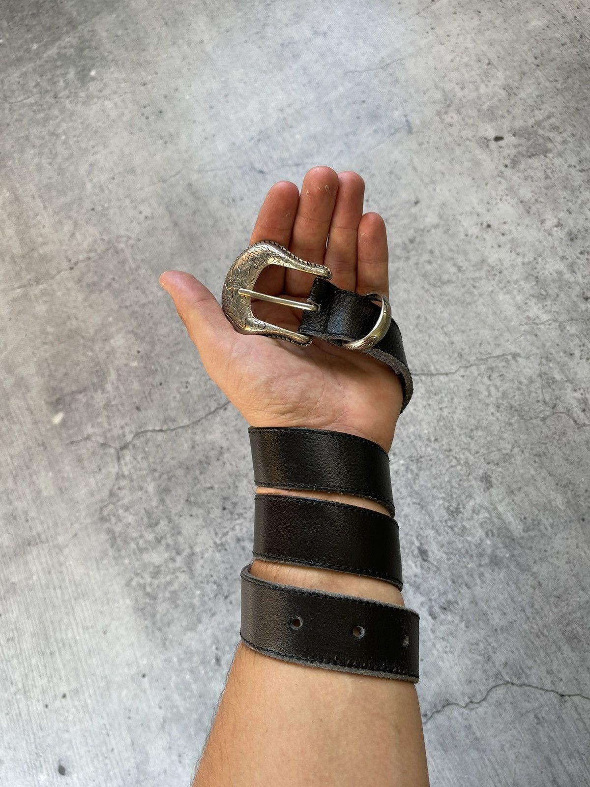 Other Vintage Y2K Avant-garde Distressed Leather Metal Belt Size ONE SIZE - 2 Thumbnail