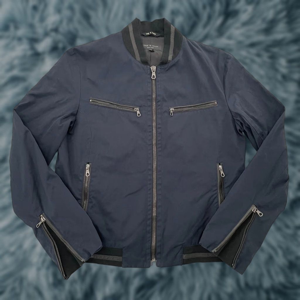 rag & bone jacket adult 40 blue full zip lined zipper pockets made in usa mens
