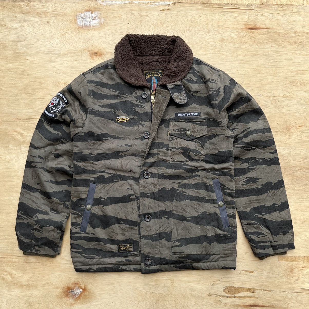 Japanese Brand SAINT PAINT TIGER STRIPES CAMO DECK JACKET like WAVKO MARIA Size US S / EU 44-46 / 1 - 1 Thumbnail