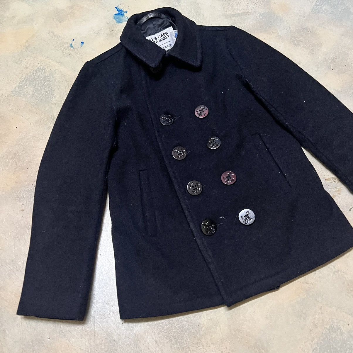 Schott Vintage U.S. 740N PEA JACKET by Scott Long Coat Heavy Jacket Size US S / EU 44-46 / 1 - 4 Thumbnail