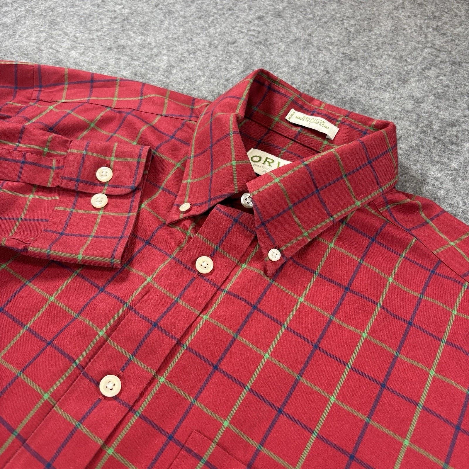 Orvis Orvis Men's Large Cotton Button Shirt Red Green Blue Plaid Size US L / EU 52-54 / 3 - 1 Thumbnail