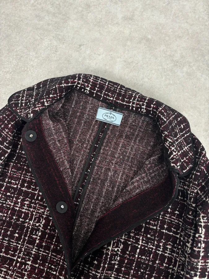 Prada AW2015 Prada Textured Black & Bordeaux Tweed Long Coat Size S / US 4 / IT 40 - 5 Thumbnail
