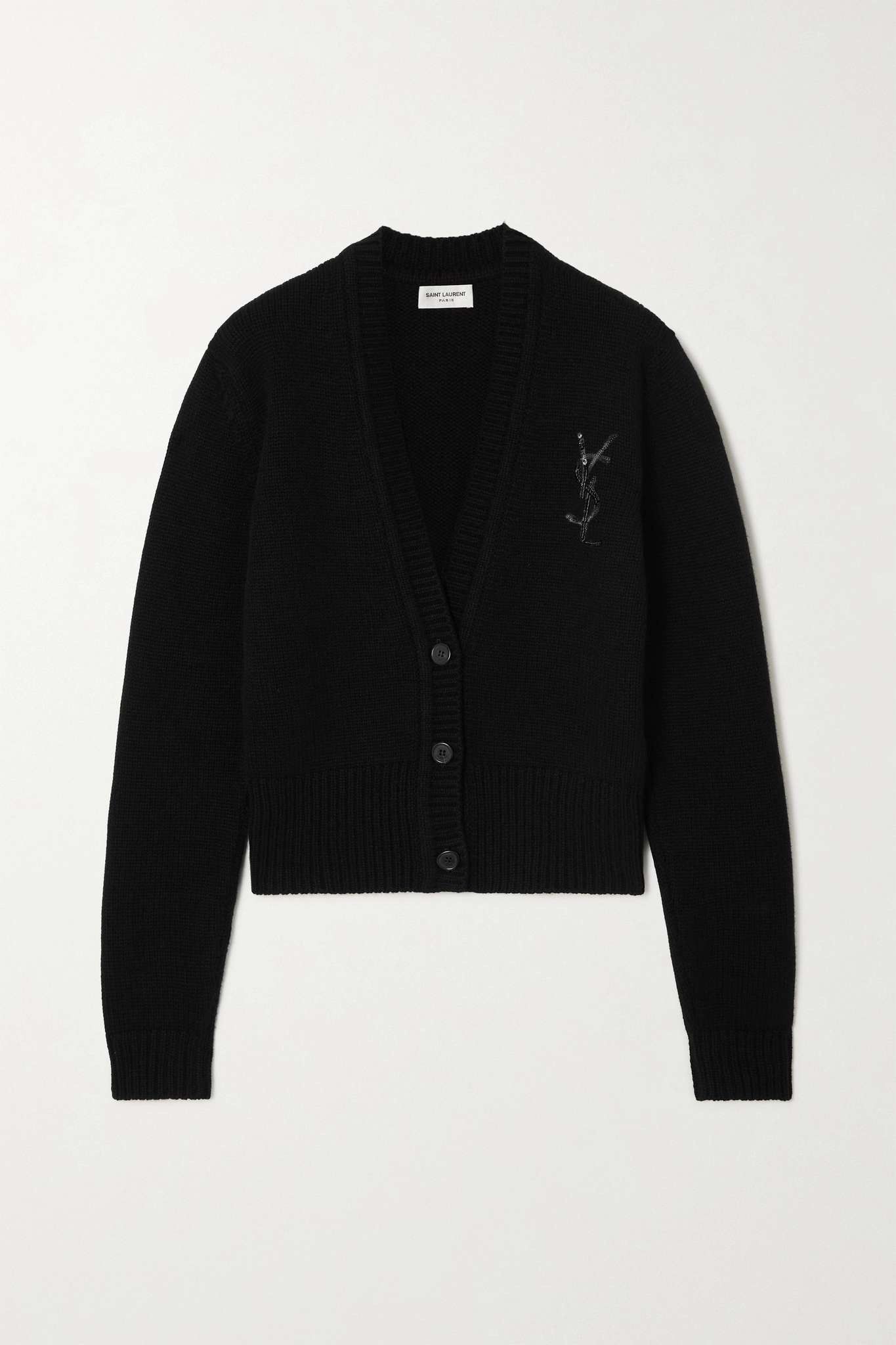 Saint Laurent Paris o1tr1nto0325 Embellished Cashmere Cardigan in Black Size XL / US 12-14 / IT 48-50 - 1 Thumbnail