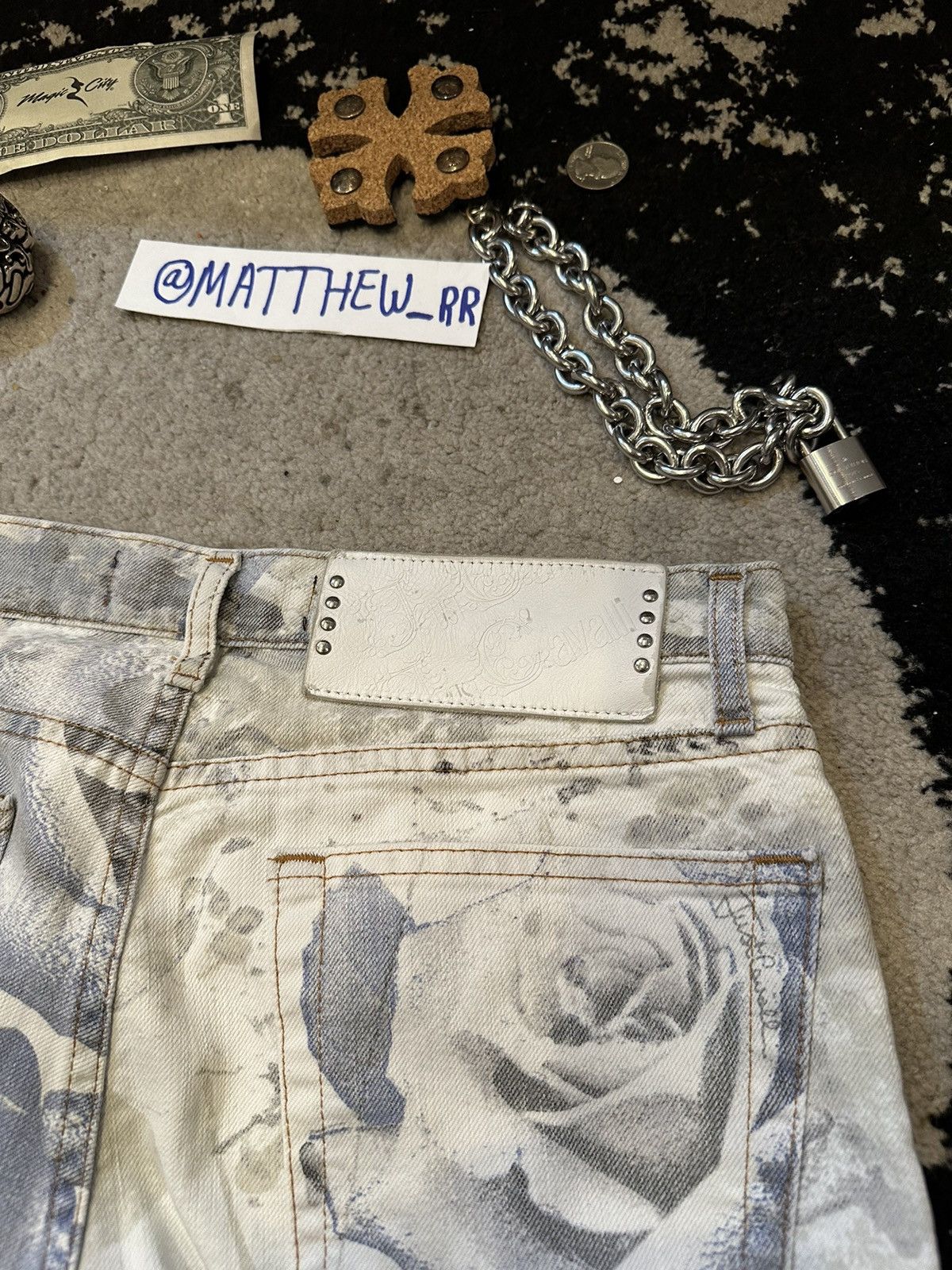 Just Cavalli Just Cavalli Rose Denim All Over Print Size US 29 - 4 Thumbnail