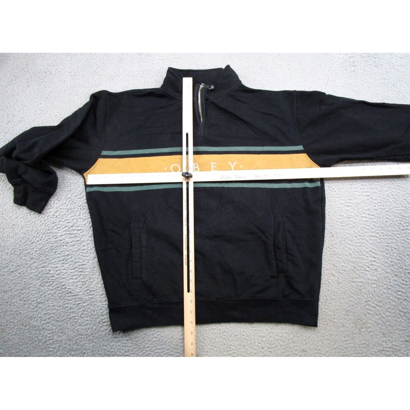 Obey OBEY Mens Sweatshirt Pullover 1/4 Zip Crew neck Long Sleeve Multicolor Fleece Cotton Embroidered Striped Size L Sports Style Mens Size US L / EU 52-54 / 3 - 5 Thumbnail