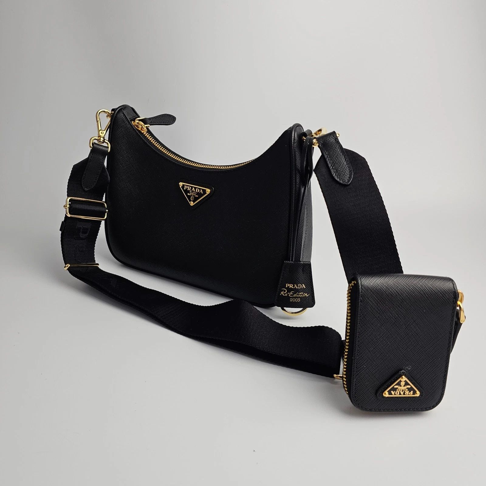 Prada PRADA Re-Edition 2005 Black Saffiano Shoulder Bag Size ONE SIZE - 8 Thumbnail