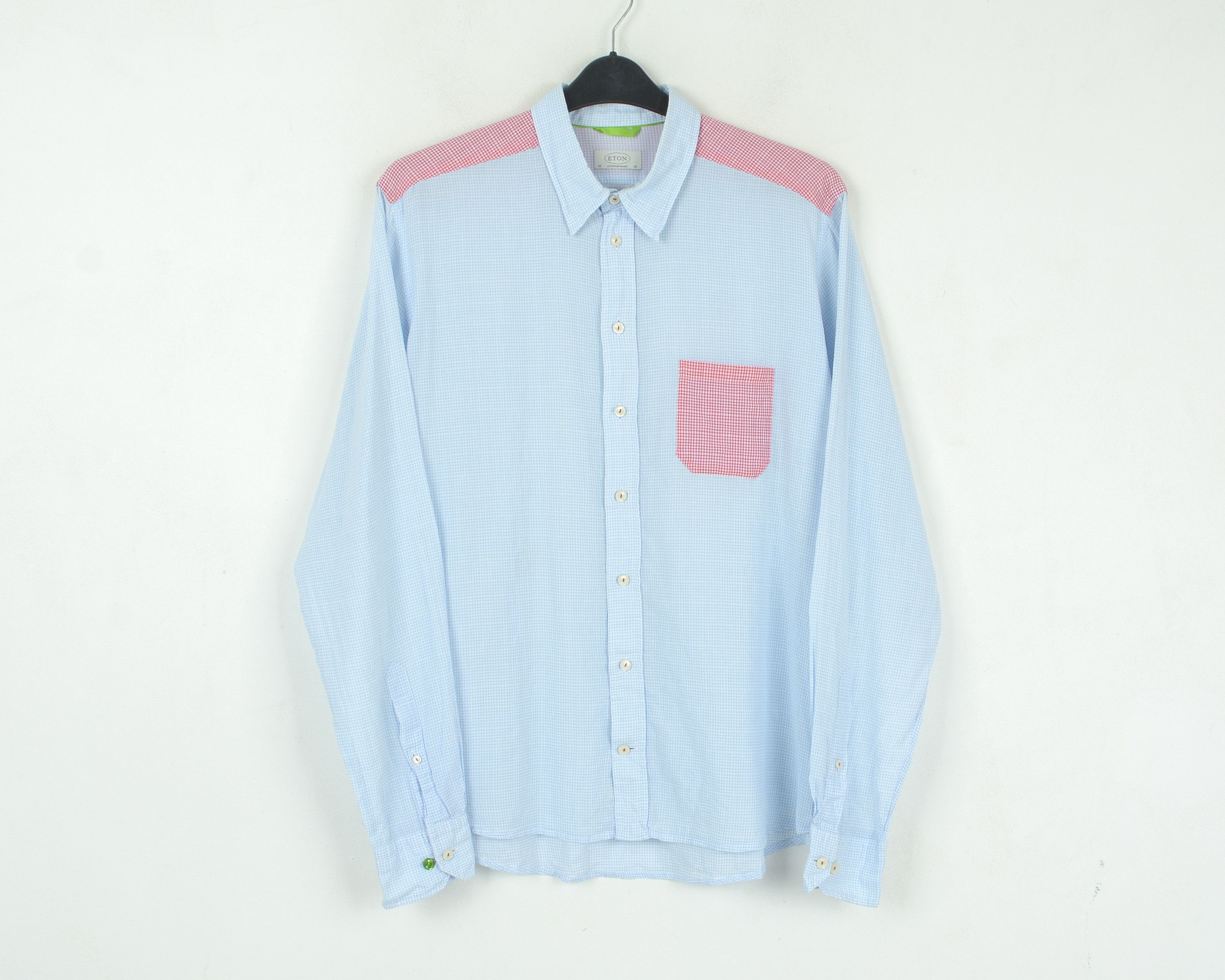 Eton Contemporary XL Shirt Check Size 43 Plaid Casual Tartan Top Size 42R - 1 Thumbnail