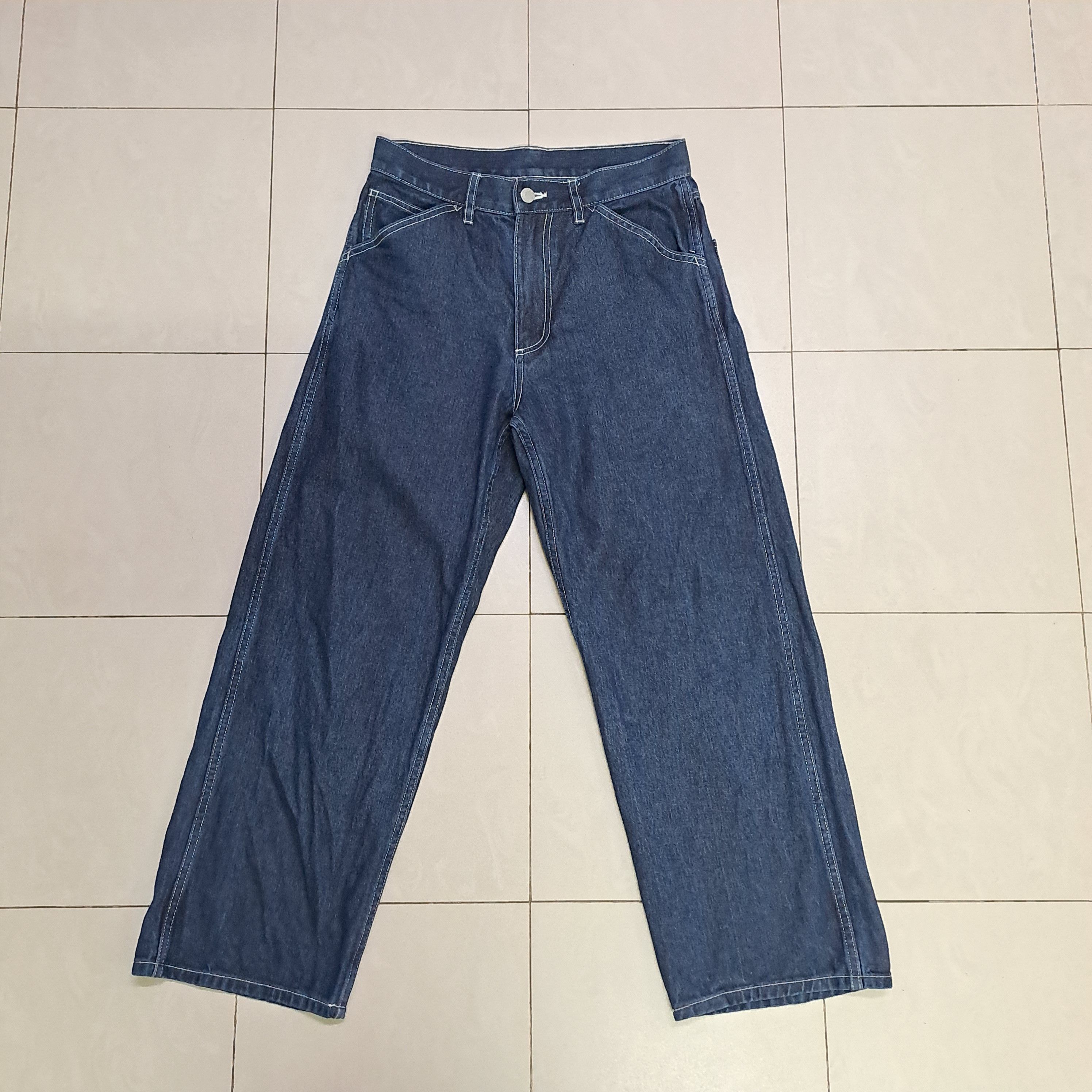 GU GU Contrast Stitches Baggy Jeans Size US 29 - 1 Thumbnail