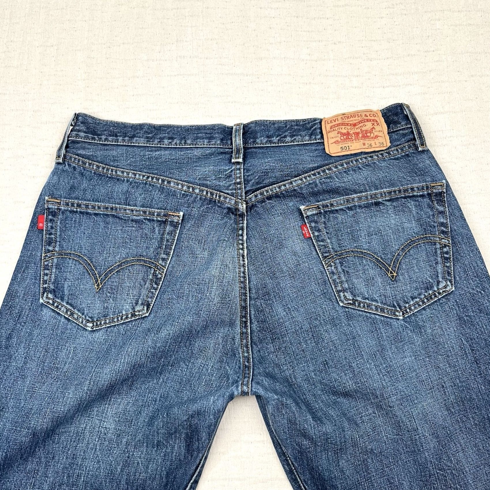 Levi's Levi's 501 Jeans 36X36 Medium Wash Distressed Pockets 2007 Date Good Condition Mens Jeans Straight Blue 501 Model Size US 36 / EU 52 - 4 Thumbnail