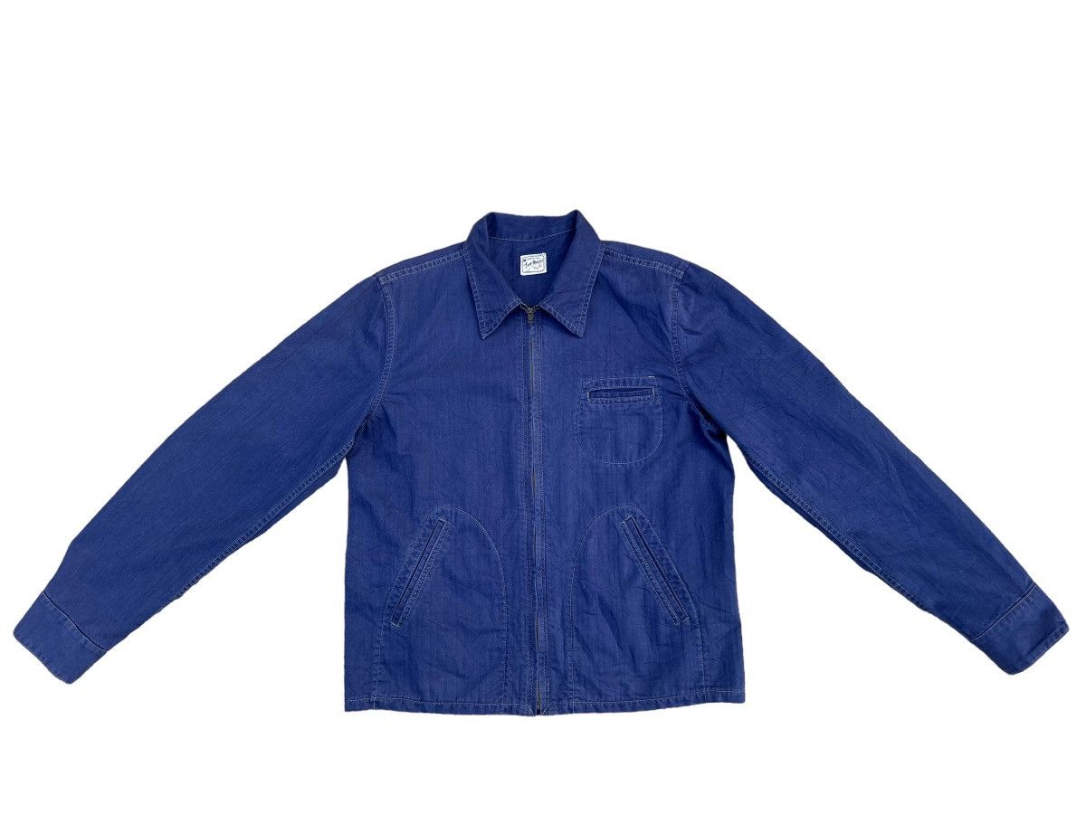 Indigo Two Moon Japan Herringbone Indigo Work Wear Jacket Size US L / EU 52-54 / 3 - 1 Thumbnail