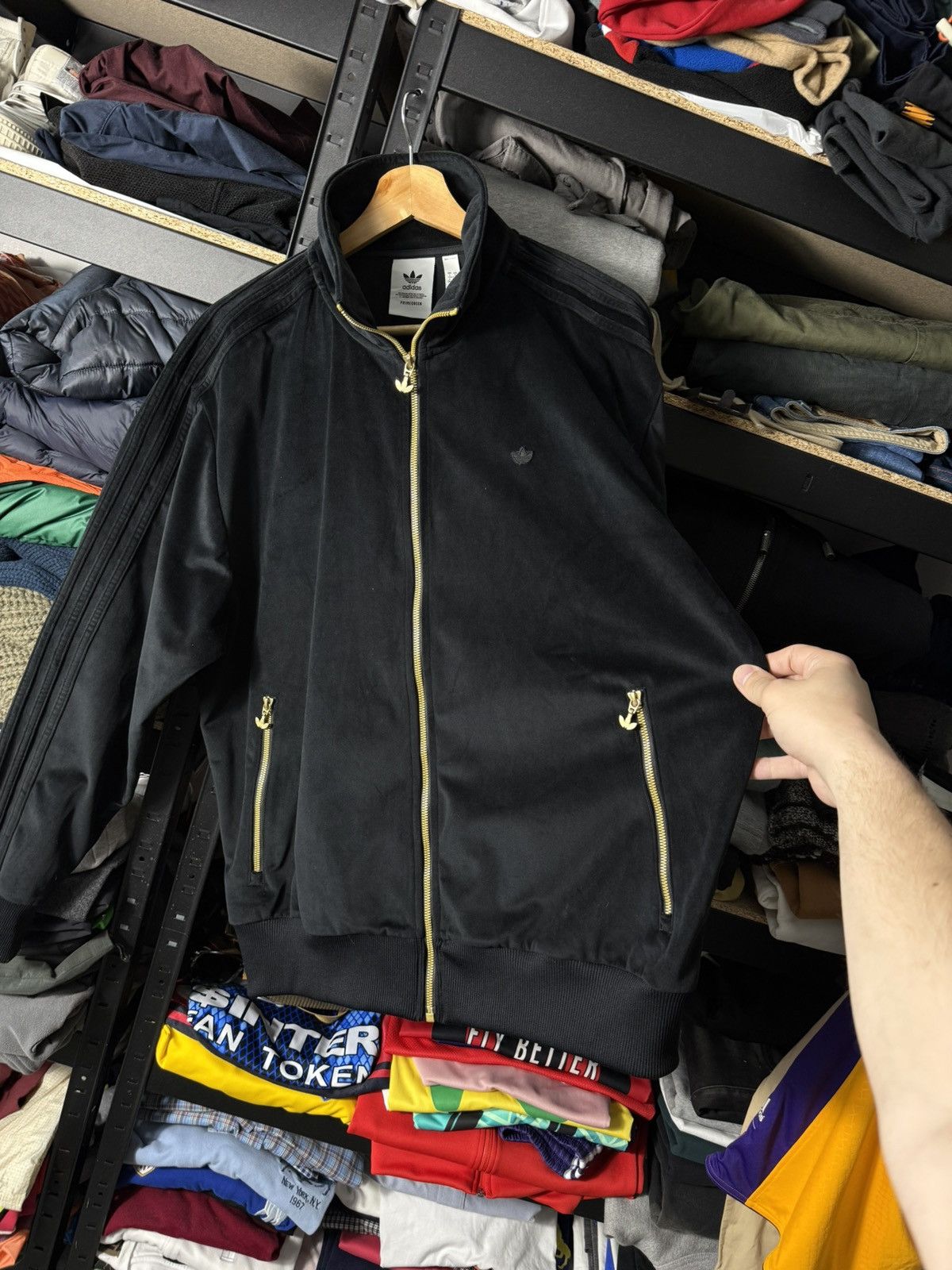 Adidas Adidas Luxe Velour Firebird Track Jacket Black Gold Zip L Size US L / EU 52-54 / 3 - 11 Thumbnail