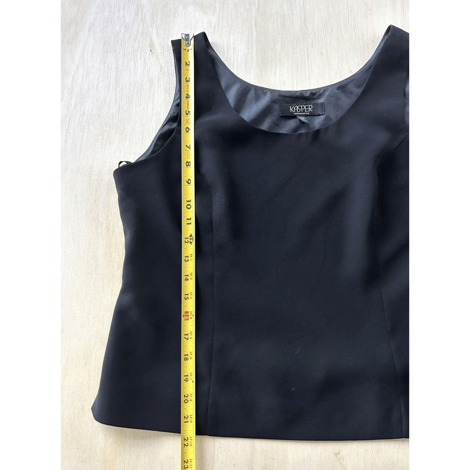 Kasper Kasper Tank Top Womens 14P Petite Black Sleeveless Scoop Neck Lined Shell Career Size XL / US 12-14 / IT 48-50 - 6 Thumbnail