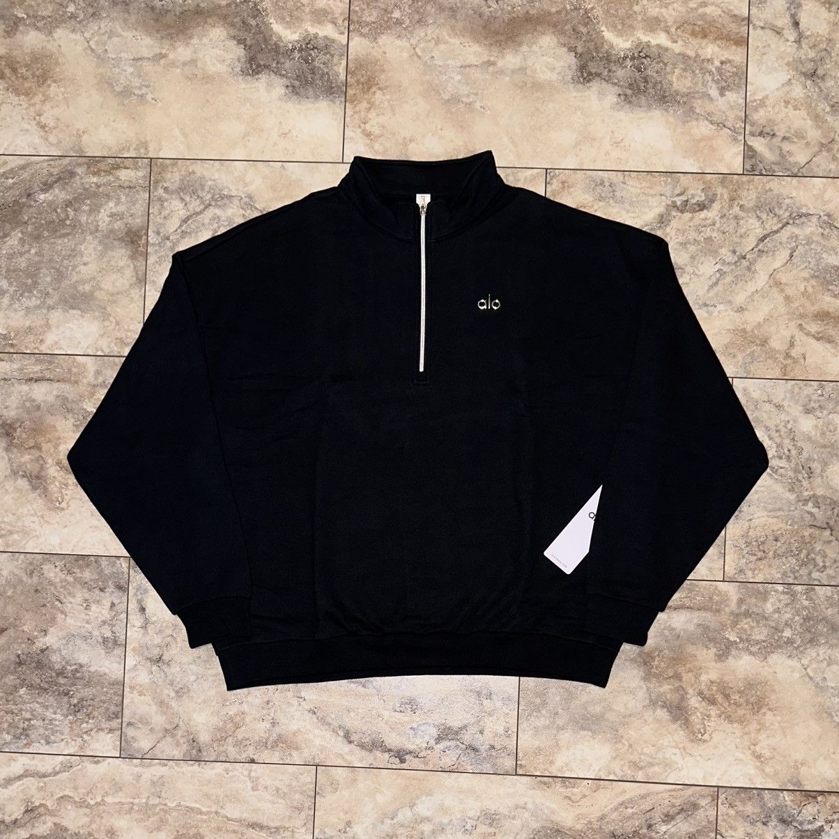 Alo Yoga Accolade 1/4 Zip Black Quarter Zip Sweatshirt XL